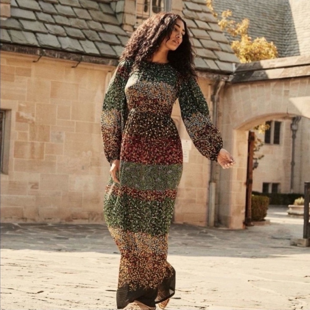 Rare early doen willow dress 100% silk autumn harvest maxi